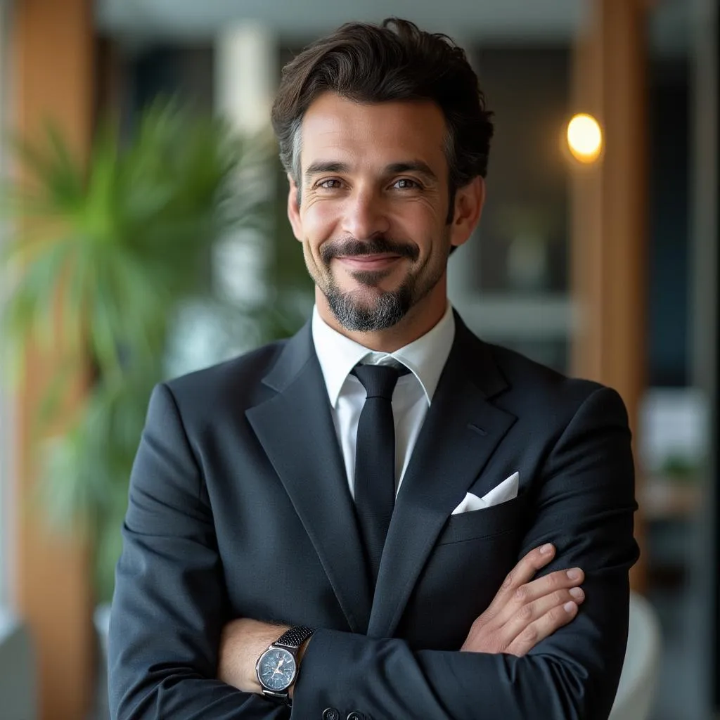 Conselheiro financeiro de terno analisando documentos